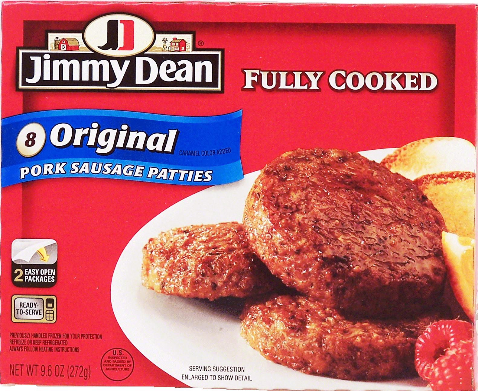 Jimmy Dean  8 fully cooked pork sausage patties, original style, 2 stay-fresh packages Full-Size Picture